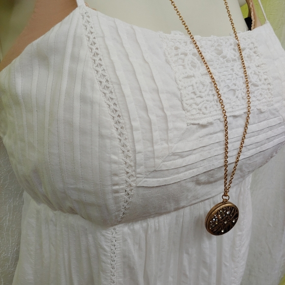 A Pea in the Pod • Boho White Crochet Long Maxi Maternity Dress Small Vacation - Picture 5 of 13